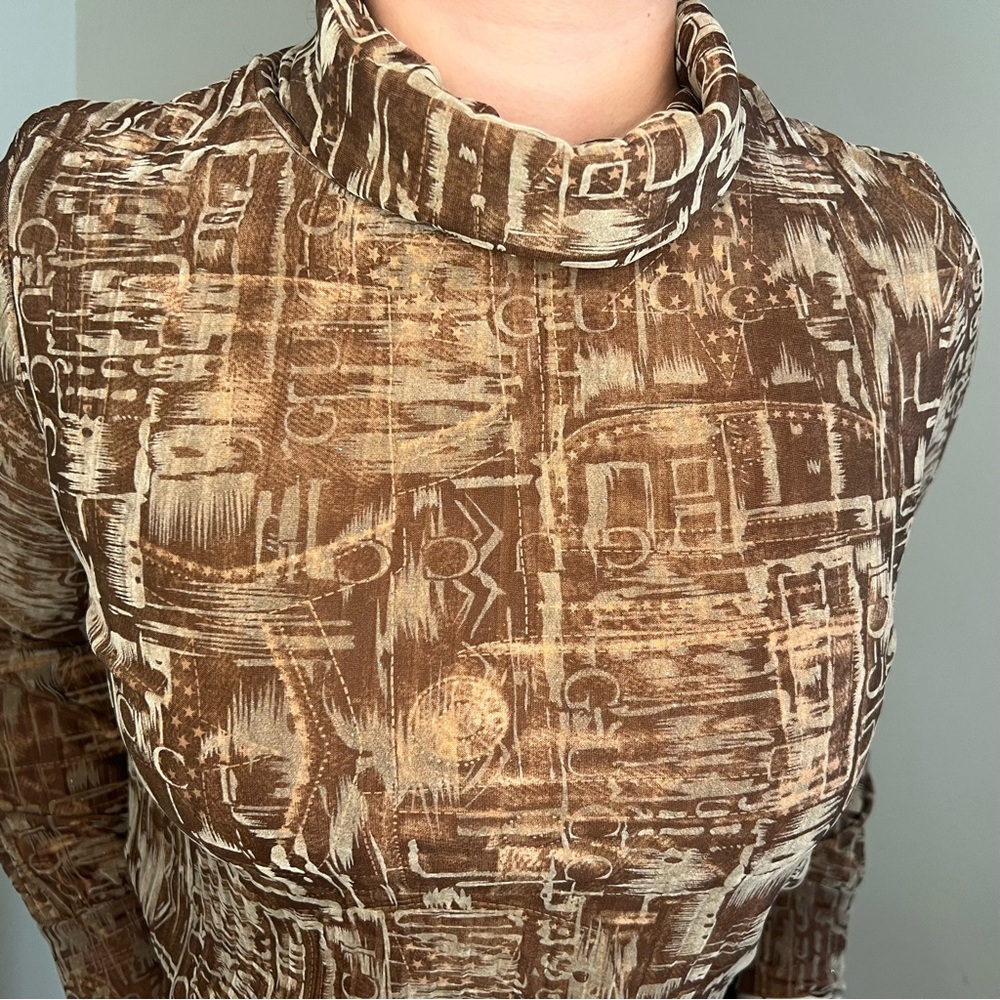 Brown Turtleneck Crop Top